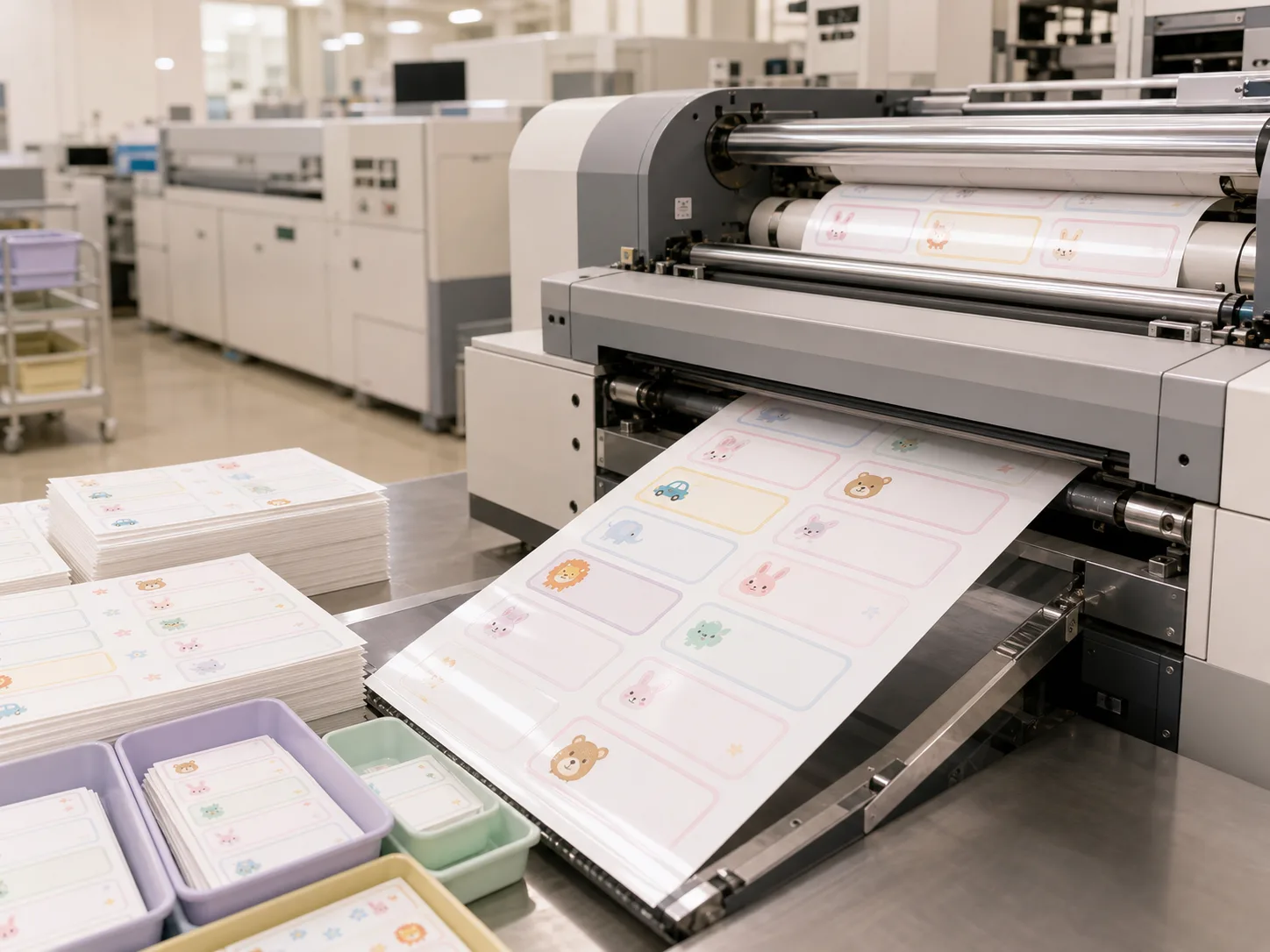 Name label sheets being printed for families